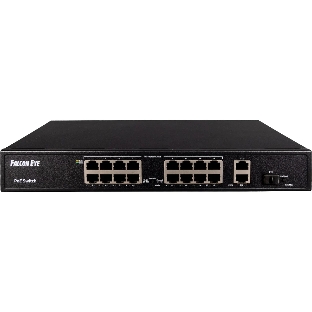 Коммутатор Falcon Eye FE-16FPG2S1, 16×100 Мбит/с PoE + 2×1 Гбит/с Uplink, неуправляемый