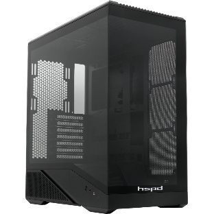 Компьютерный корпус без блока питания HSPD F711-TGbK, Panoramic Full Tower, Black, TG, 0.7 SPCC, no fans ATX, mATX, mITX 190/420/280мм 2x2.5', 2x3.5', 7xPCI 1xUSB-A 3.0, 1xUSB-C 445x235x475мм