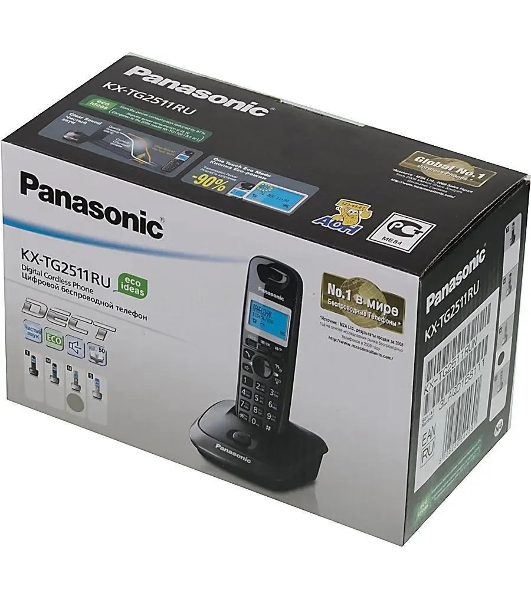 Телефон Panasonic KX-TG2511RUN (платиновый) АОН, Caller ID,спикерфон на трубке,переход в Эко режим одним нажатием