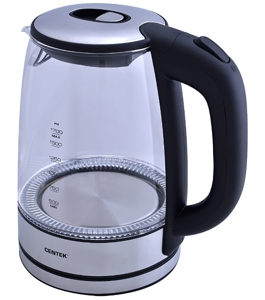 Электрочайник Centek CT-0030 черный, 1.7 л, 2200 Вт, скрытый нагревательный элемент