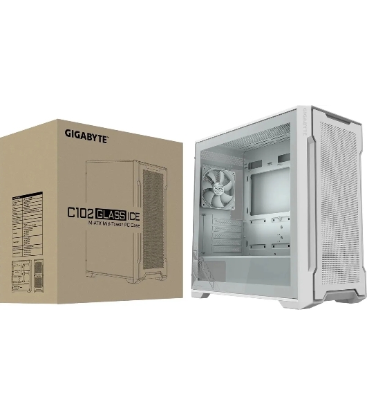 Компьютерный корпус Gigabyte C102W Gb-C102GI белый без БП M-ATX 5x120мм 4x140мм 2xUSB 3.0 audio bott PSU