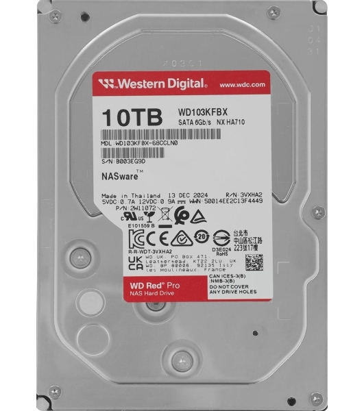 Жесткий диск Western Digital SATA-III 10Tb WD103KFBX Red Pro (7200rpm) 512Mb 3.5'
