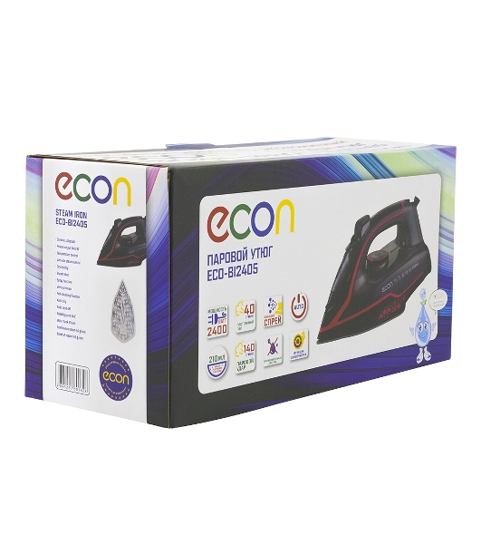 Утюг ECON ECO-BI2405 черный/красный, 2400 Вт, 40 г/мин, 140 г/мин, 210 мл