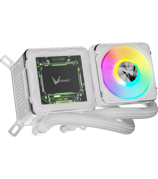 Система жидкостного охлаждения Formula V Line Cryo Wing Digi 360 WH, 360мм, LCD 2.73', 3x120мм, ARGB fans, LGA115X/1200/1700/1851/1366/2011/2066, AM3/AM4/AM5/Ryzen3/Ryzen5/Ryzen7/Threadripper/RT4
