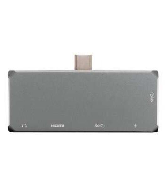 USB-концентратор 5-в-1 ExeGate DUB-31C/PD/HA (кабель-адаптер USB Type-C --> 1xUSB3.0 + Type-C DATA (480Mb/s) + PD 100W + HDMI 4K@30Hz + Audio, Plug&Play, подходит для iPad Pro и мобильных телефонов, серый)