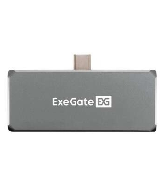 USB-концентратор 5-в-1 ExeGate DUB-31C/PD/HA (кабель-адаптер USB Type-C --> 1xUSB3.0 + Type-C DATA (480Mb/s) + PD 100W + HDMI 4K@30Hz + Audio, Plug&Play, подходит для iPad Pro и мобильных телефонов, серый)