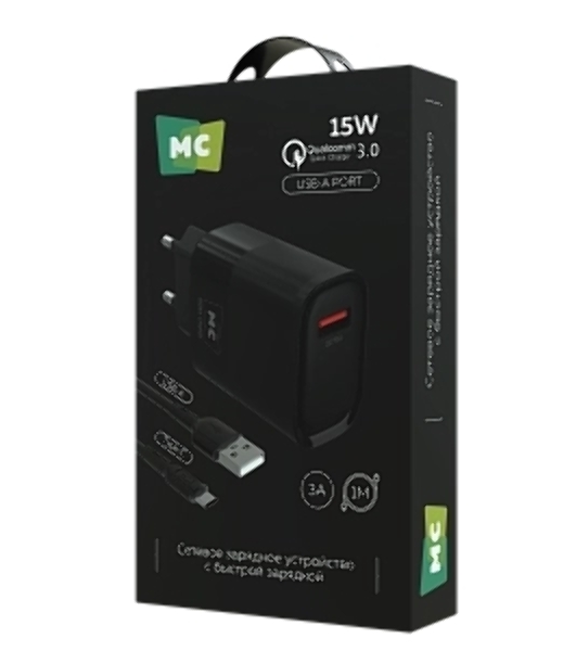 Сетевое зарядное устройство MORE CHOICE (4620202553393) NC09a 1USB 3.0A QC3.0 15W б, черный