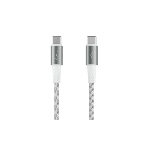 Кабель OLMIO MASTER, Type-C - Type-C, 60W 3A, 1.2м, тканевая оплетка, белый, фото 1
