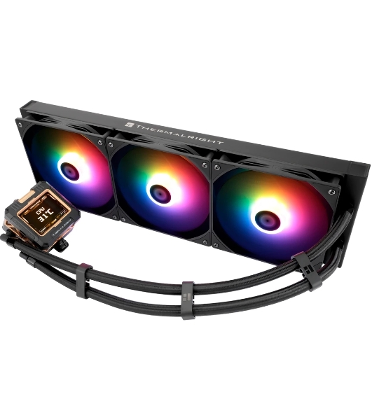 Водяное охлаждение для процессора Thermalright Frozen Warframe 420 ARGB (420мм, LED, Black, ARGB/Fans: 3x140мм, 88.7CFM, 29.8dBA, 1750RPM/Pump height 60мм, 23dBA, 3000RPM, Rad thickness 27мм/S: 1851, 1700, 1200, 115X, 2011, 2066, AM5, AM4)