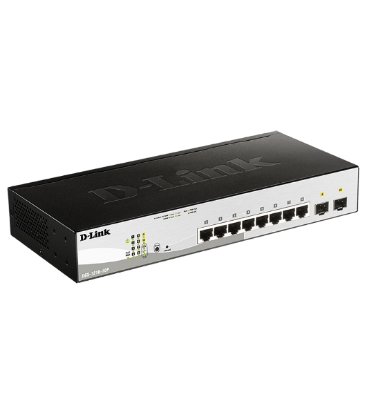 Коммутатор D-Link DGS-1210-10P/F3A, 8×1 Гбит/с + 2×1 Гбит/с SFP, настраиваемый