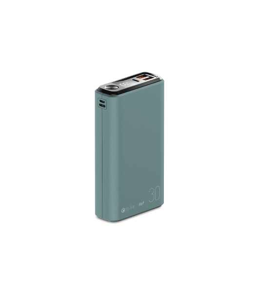 Портативный аккумулятор OLMIO QS-30, 30000mAh, 22.5W, QuickCharge3.0/PowerDelivery, LCD, темно-зеленый