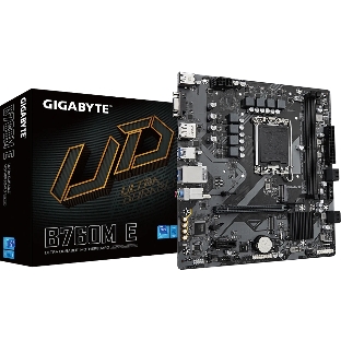 Материнская плата Gigabyte B760M E, LGA 1700, Intel B760, 2xDDR5, 4xSATA, 2xM.2, 1xPCIe 4.0 x16, 1xPCIe x1, 1xVGA, 1xHDMI, 1xDP, 1x1Gb LAN, 4xUSB-A 5Gbps, 2xUSB-A 2.0, 3x3.5 мм, 7.1, mATX
