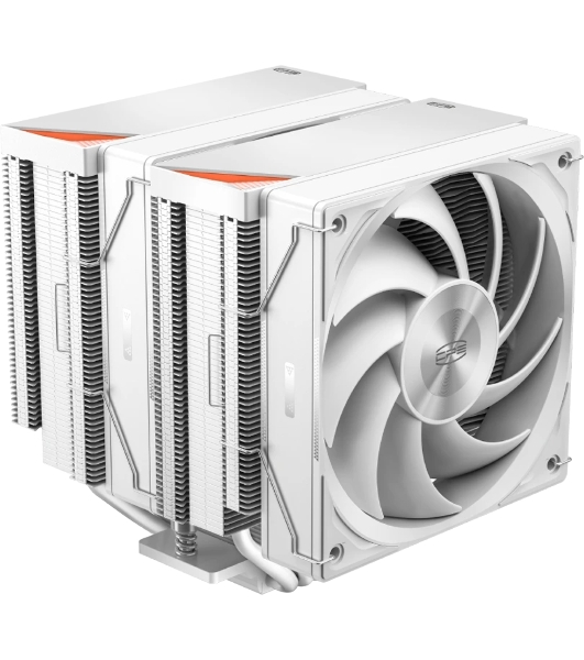 Кулер для процессора PCCooler RZ620 WH (260W, 4-pin PWM, 158мм, Al/Cu, 6x6мм, 2x120мм, 86.73CFM, 32dBA, 1800RPM, S: 1851/1700/1200/115X, AM5/AM4, белый)