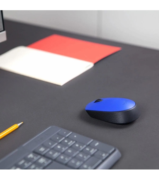 Мышь беспроводная Logitech M171 синий, 1000 dpi, радиоканал, USB, кнопки - 3
