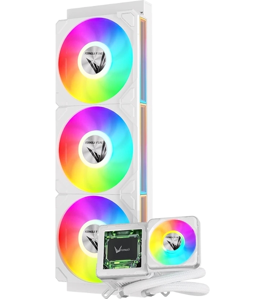 Система жидкостного охлаждения Formula V Line Cryo Wing Digi 360 WH, 360мм, LCD 2.73', 3x120мм, ARGB fans, LGA115X/1200/1700/1851/1366/2011/2066, AM3/AM4/AM5/Ryzen3/Ryzen5/Ryzen7/Threadripper/RT4