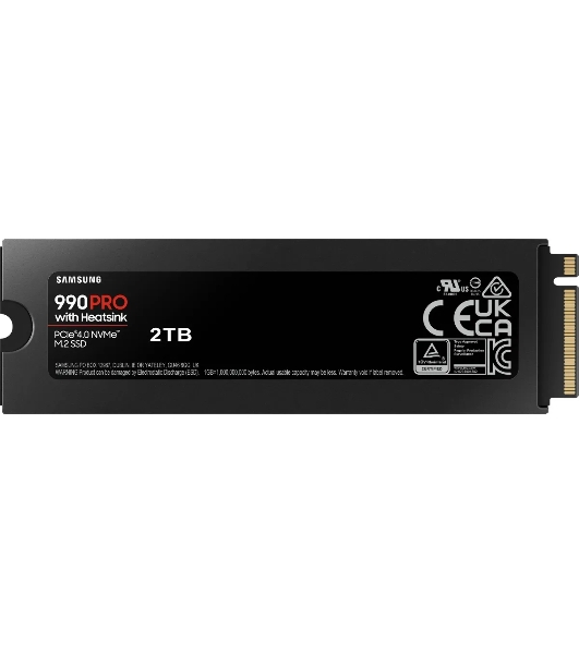 Накопитель SSD Samsung 990 PRO, 2000Gb, PCIe 4.0 x4, M.2 2280, NVMe, R/W 7450/6900, с радиатором