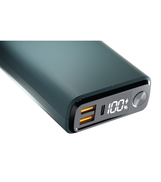 Портативный аккумулятор OLMIO QS-30, 30000mAh, 22.5W, QuickCharge3.0/PowerDelivery, LCD, темно-зеленый