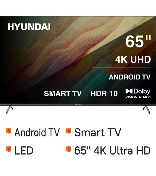 Телевизор Hyundai 65' H-LED65BU7009 черный LED UHD 60Hz Smart TV