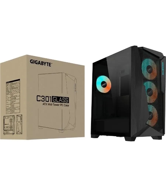 Компьютерный корпус Gigabyte C301G черный без БП ATX 4x120мм 4x140мм 2xUSB 3.0 audio bott PSU