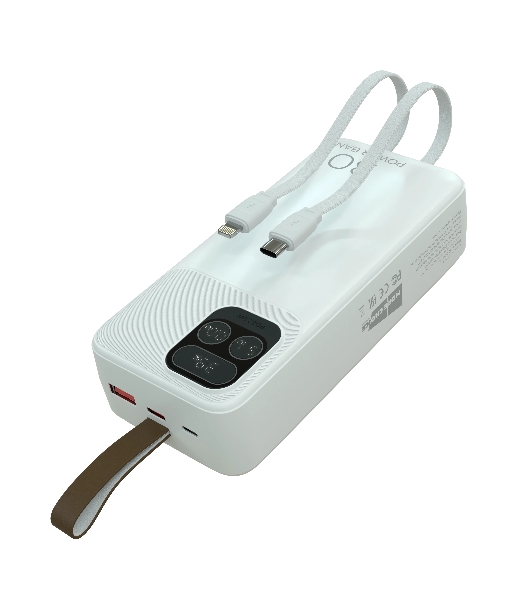 Портативный аккумулятор More choice (4620202550644) PB55-30 с кабелем 1USB 3.0A 22.5W PD - 30000mAh белый