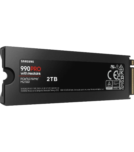 Накопитель SSD Samsung 990 PRO, 2000Gb, PCIe 4.0 x4, M.2 2280, NVMe, R/W 7450/6900, с радиатором