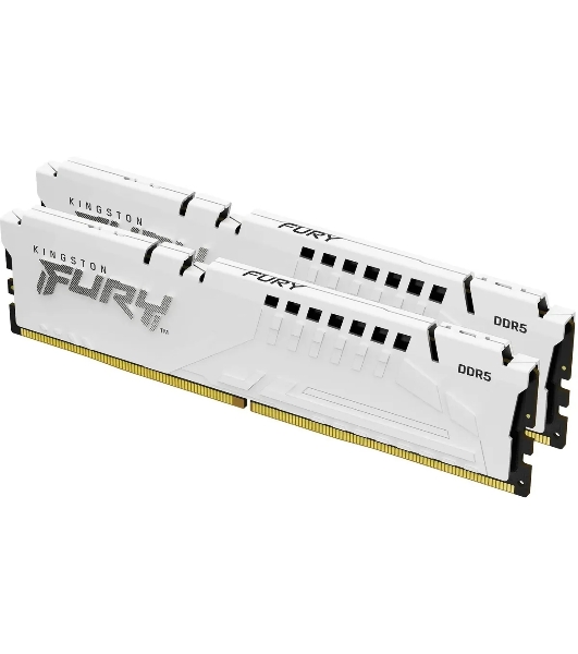 Оперативная память Kingston Fury Beast, DDR5, 64Gb (2x32Gb), 5600MHz, CL40, DIMM, с радиатором, белый