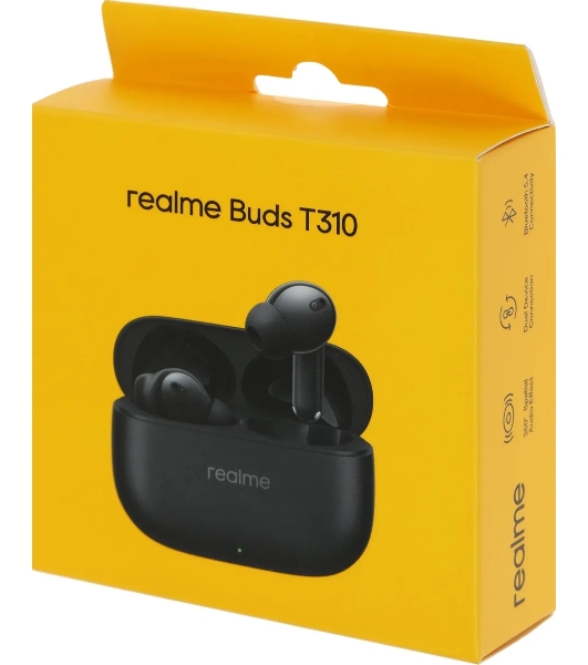Наушники TWS Realme Buds T310 черный, внутриканальные, Bluetooth, активное шумоподавление, до 40 ч