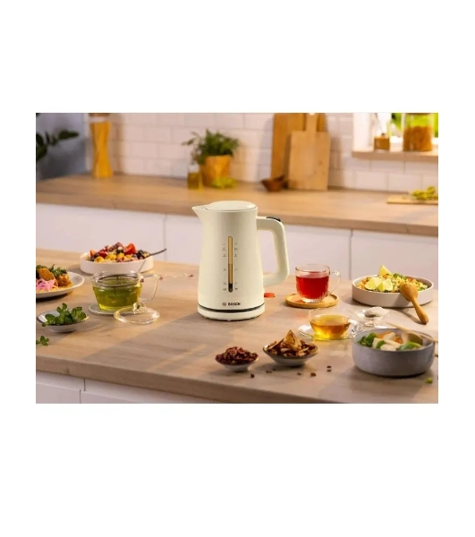 Электрочайник Bosch TWK3M127 бежевый, 1.7 л, 2400 Вт, скрытый нагревательный элемент