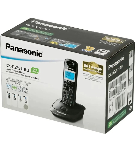 Телефон беспроводной (DECT) Panasonic KX-TG2511RUS (серебристый) АОН, Caller ID,спикерфон на трубке,переход в Эко режим одним нажатием