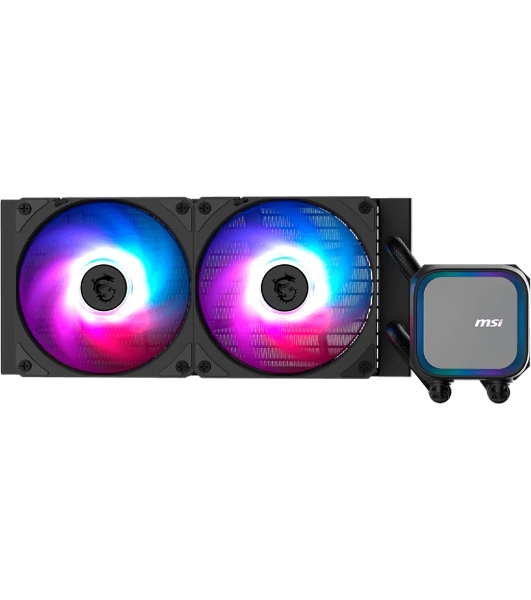 Система жидкостного охлаждения MSI MAG CoreLiquid A13 240, 240 мм, 2x120 мм, 500-2000 об/мин, 31.1 дБ, 4-pin PWM, ARGB, черный