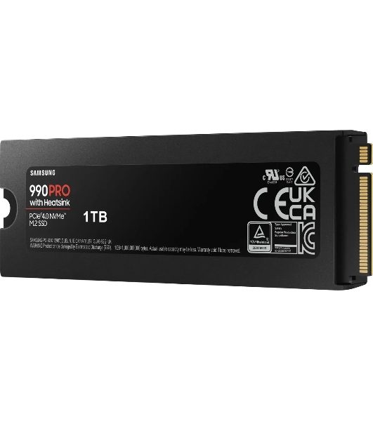 Накопитель SSD Samsung 990 PRO, 1000Gb, PCIe 4.0 x4, M.2 2280, NVMe, R/W 7450/6900, с радиатором