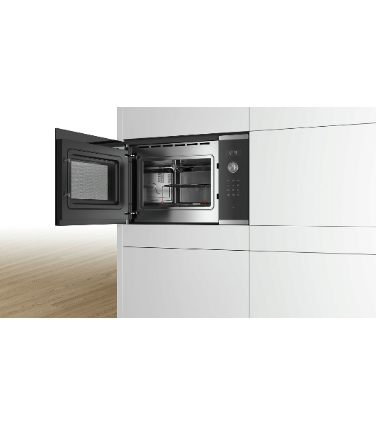 Встраиваемая микроволновая печь Bosch BEL554MS0 нержавеющая сталь/черный, 25 л, 900 Вт, переключатели - поворотный механизм/сенсор