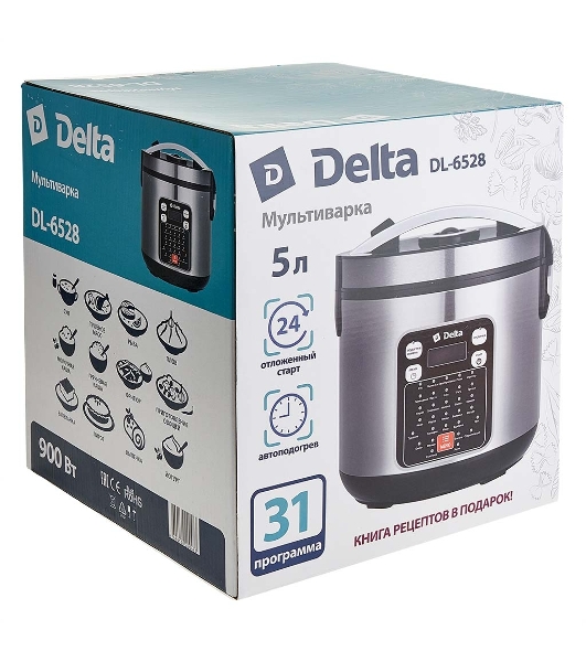 Мультиварка DELTA DL-6528 черная: 900 Вт,5л, 31 ПРОГРАММА (4)