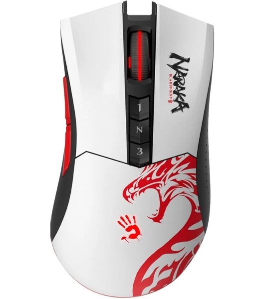 Мышь беспроводная A4Tech Bloody R90 Plus Naraka белый, 5000 dpi, радиоканал, USB, кнопки - 8