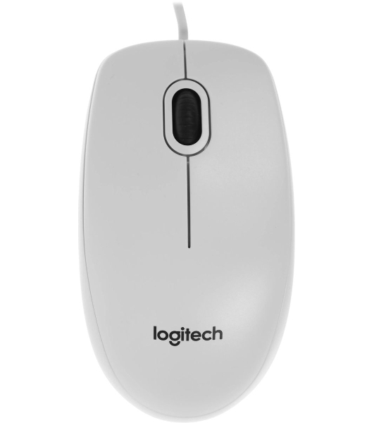 Мышь проводная Logitech B100 белый, 1000 dpi, USB, кнопки - 3