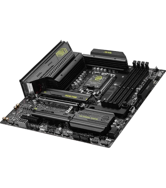Материнская плата MSI MAG B860M MORTAR WIFI, LGA 1851, Intel B860, 4xDDR5 (до 256 ГБ), 4xSATA, 3xM.2 (1xPCIe 5.0, 2xPCIe 4.0), 1xPCIe 5.0 x16, 1xPCIe 4.0 x4, 1xHDMI, 1xDP, 1x5Gb LAN, Wi-Fi 7, Bluetooth 5.4, 1xUSB-C 40Gbps (Thunderbolt 4), 1xUSB-C 10Gbps, 3xUSB-A 10Gbps, 4xUSB-A 2.0, 3x3.5 мм + S/PDIF оптический, 7.1, чёрный, mATX