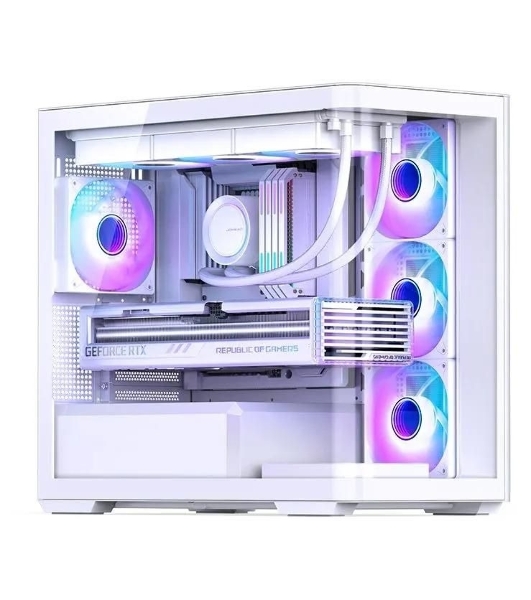 Корпус без блока питания JONSBO D300, Mini-Tower, TG, no fan, 2xUSB-A 3.2 + 1xUSB-C 3.2, mATX, mITX White
