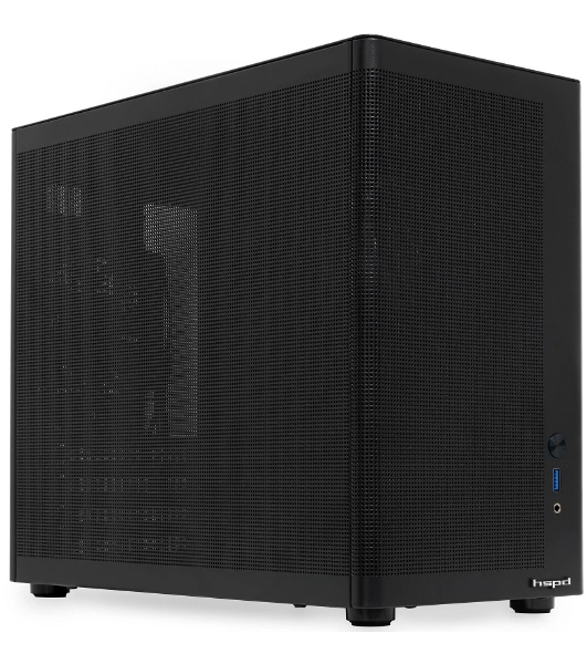 Компьютерный корпус без блока питания HSPD M210, Mesh Mid Tower, черный, 0.7 SPCC, 1x90мм mATX, mITX 140/280/150мм 1x2.5', 1x3.5', 4xPCI 1xUSB-A 3.0 302x168x350мм