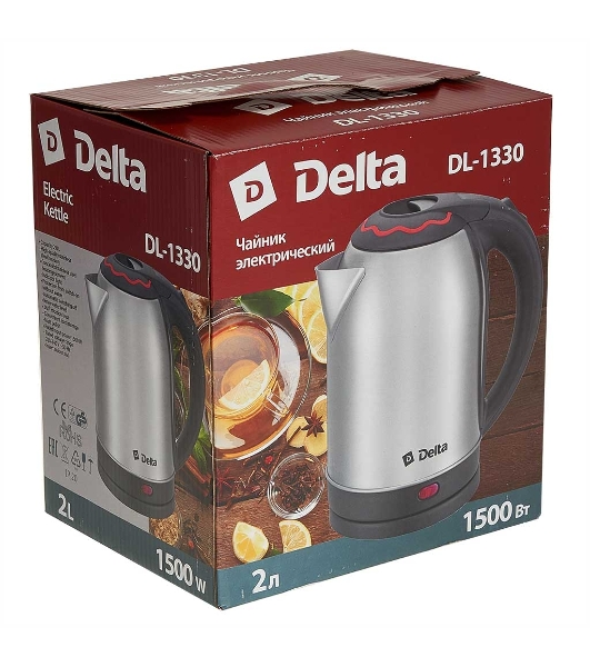 Чайник электрический Delta DL-1330 нерж с красным