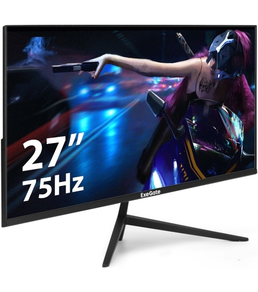 Монитор 27' ExeGate SmartView ES2707CA IPS 2560x1440, 75 Гц, 1 мс, 16:9, 300 кд/м2, 1xHDMI, 1хDP, 1x3.5 мм, черный