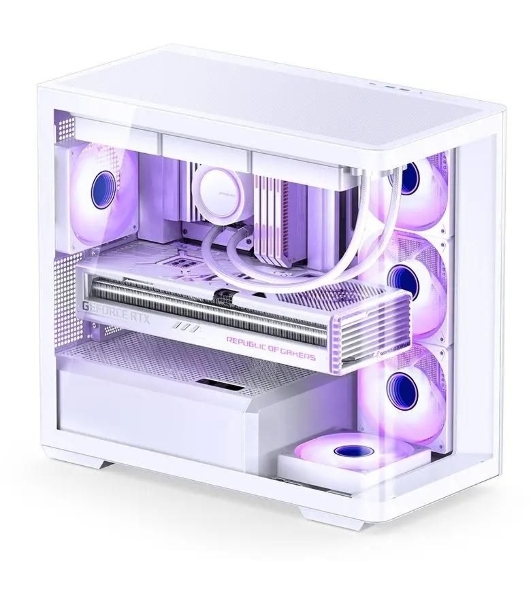 Корпус без блока питания JONSBO D300, Mini-Tower, TG, no fan, 2xUSB-A 3.2 + 1xUSB-C 3.2, mATX, mITX White
