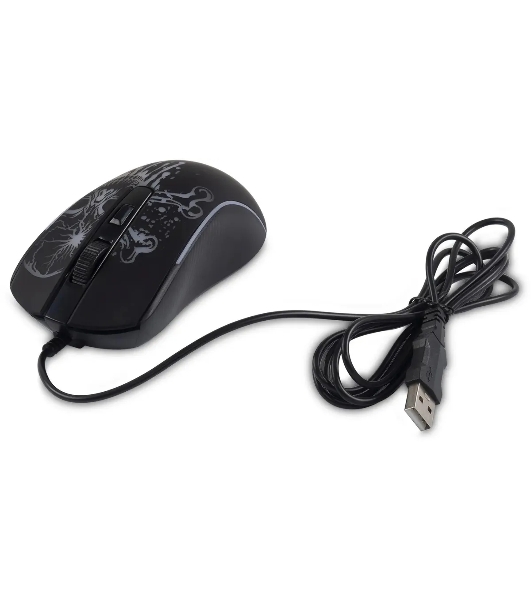 Мышь проводная Oklick 702G черный, 3600 dpi, USB, кнопки - 4