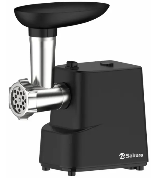 Мясорубка электрическая Sakura SA-6429BK черный, 1500 Вт, 0.9 кг/мин, реверс, защита от перегрузки, насадки - 4