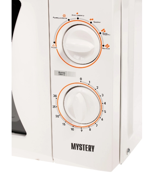Микроволновая печь Mystery MMW-2013 белый, 20 л, 800 Вт, переключатели - поворотный механизм