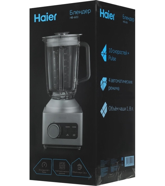 Блендер стационарный Haier HB-600 серый, 1200 Вт, плавная регулировка