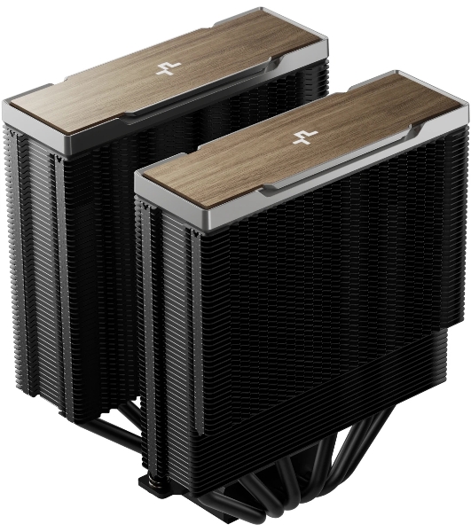Кулер для процессора DEEPCOOL AK620 G2 LGA1851/1700/1200/115X/AM5/AM4 (8шт/кор, TDP 260W, PWM, DUAL Fan 120мм, 6 тепл. трубок, Copper Base, Wood-grain top cover, черный) RET (R-AK620G2-BKNNMN-GJD)