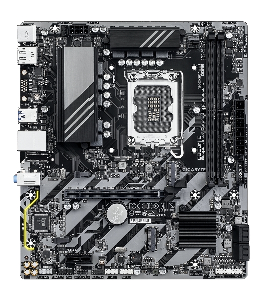 Материнская плата Gigabyte B860M-E, LGA 1851, Intel B860, 2xDDR5, 4xSATA, 2xM.2, 1xPCIe 4.0 x16, 1xPCIe x1, 1xHDMI, 1xDP, 1x1Gb LAN, 4xUSB-A 5Gbps, 2xUSB-A 2.0, 1xPS/2, 3x3.5 мм, 7.1, mATX