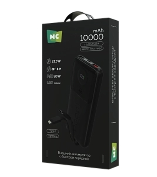 Портативный аккумулятор MORE CHOICE (4620202552792) PB35-10 10000mAh 2USB+1Type-C 3.0A 22.5W+PD20W+QC3.0, черный