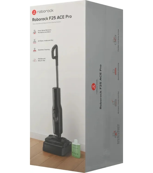 Пылесос вертикальный Roborock F25 Ace Pro черный, питание от аккумулятора, 240 Вт, уборка сухая/влажная, пылесборник 0.72 л