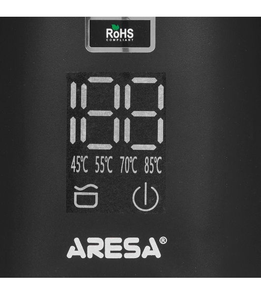 Электрочайник Aresa AR-3482 черный, 1.6 л, 1700 Вт, скрытый нагревательный элемент, поддержание температуры